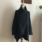 フランス　サフィラン社リネン（黒）で作ったショールカラーコート