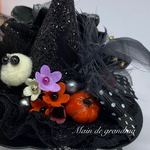 【わんちゃん用ハロウィンバレッタ】BLACK/カボチャ／オバケ/小花