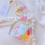 ねずみちゃんのCandy巾着キーホルダー　ハンドメイドレジン　キーホルダー　ハンドメイドキーホルダー　シャカシャカキーホルダー　シャカシャカ　シェイカー　くま　キャンディ　ドロップ　キャンディバッグ