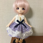 オビツ11サイズ　ギンガムチェックワンピース/むらさき