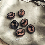 【2コセット】vintage west Germany #glass beads Egyptian oval   black/pink17✖️14㍉