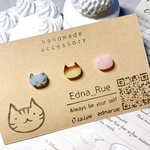 🍫🌿‬スイーツ猫ちゃん🍓🍮3匹セット🐱プチピアス(ノンホール樹脂ピアス) 金属アレルギー対応有り レジン 猫 ねこ ネコ