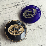 【2コセット】vintage czech button#チェコガラスreindeer🦌21㍉　cobaltblue jetblack  金具式