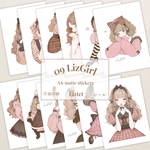 09 LizGirl  A6 マットステッカー  12種類set