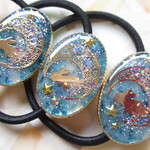 ◇2649再販６ 🌜✨月うさぎの蓄光ヘアゴム🐇🌟 ※暗闇で光ます。