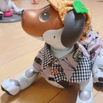ピンクのカメラ柄パンツ＆シャツ風スタイ