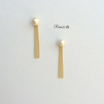 ２way コットンパールとタッセルチェーンのピアス