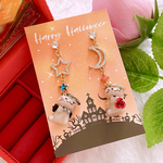 大人可愛い💕 ハロウィン🎃🦇🕸 仮面舞踏会✨ 猫🐈🐾 月🌙*ﾟ 星✩.*˚ ジルコニア✨ ハンドメイド ピアス イヤリング レディース アクセサリー 秋🍁