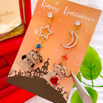 大人可愛い💕 ハロウィン🎃🦇🕸 仮面舞踏会✨ 猫🐈🐾 月🌙*ﾟ 星✩.*˚ ジルコニア✨ ハンドメイド ピアス イヤリング レディース アクセサリー 秋🍁
