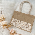 【完成品】インド刺繍リボン　ジュートバッグ　A4