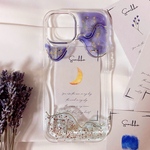 ＊夏の夜空と海＊【全機種対応  スマホケース】　キラキラ　レジン　かわいい　おしゃれ　海　月　星　花　蝶　空　猫　青　ラメ　全機種オーダー受付可能　カード　インナーシート　ソフト　紫
