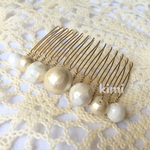 【再販】コットンパールとモザイクシェルビーズのヘアコーム