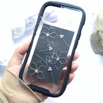 iPhoneケース　スマホケース　シルバーのワイヤーフラワー