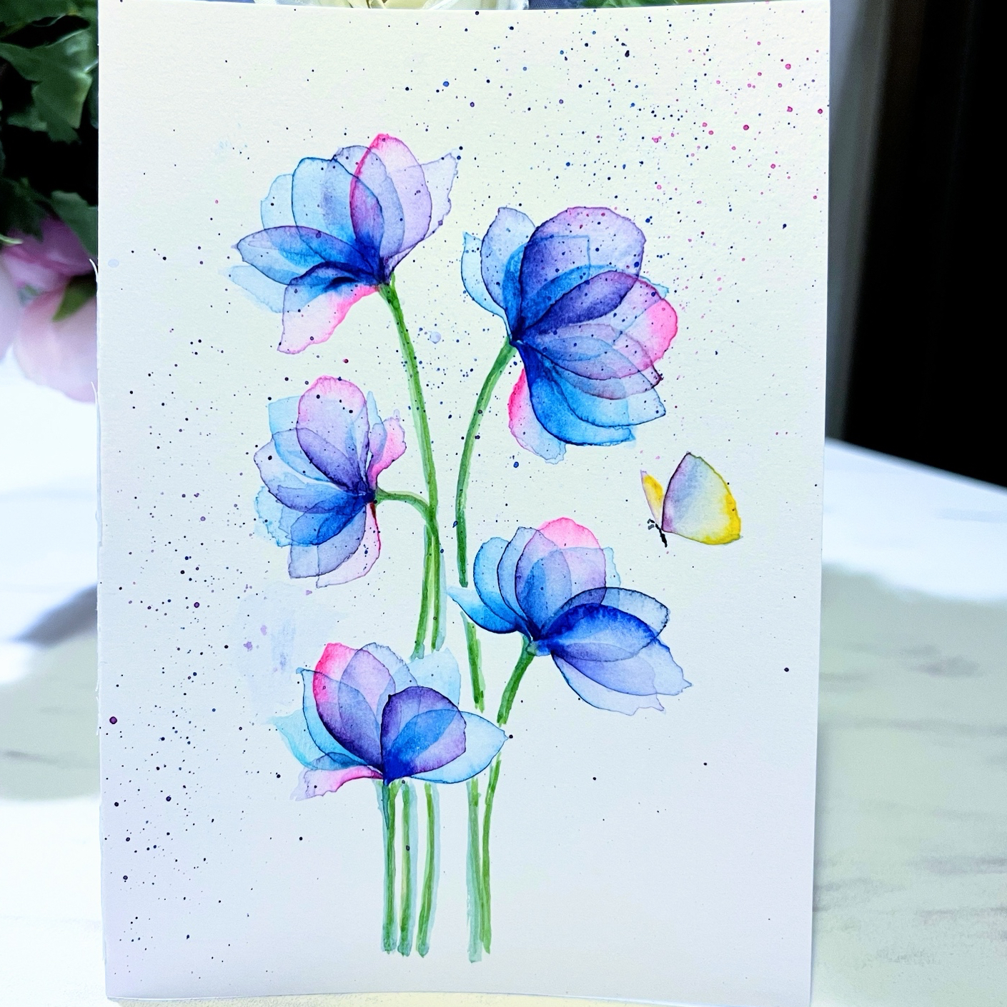 水彩画 絵画 原画『一輪の花』 - Yurutto suisai-(ゆるっと水彩