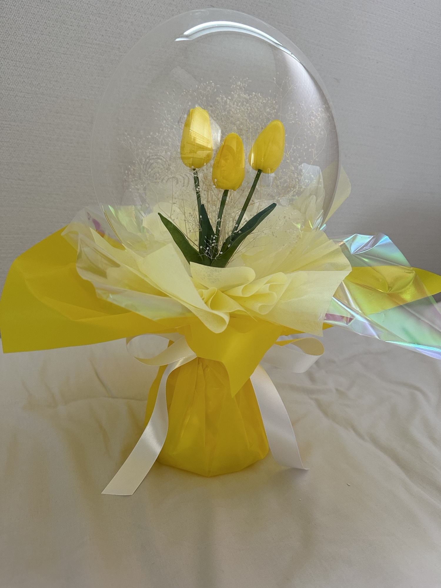 treat ürself】バルーンフラワー ジャカード ワンピース イエロー