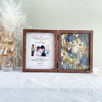 【両親贈呈品・写真入れOK】お花のフォトボックス（ブルー＆イエロー）　誕生日祝い　結婚祝い　子育て感謝状