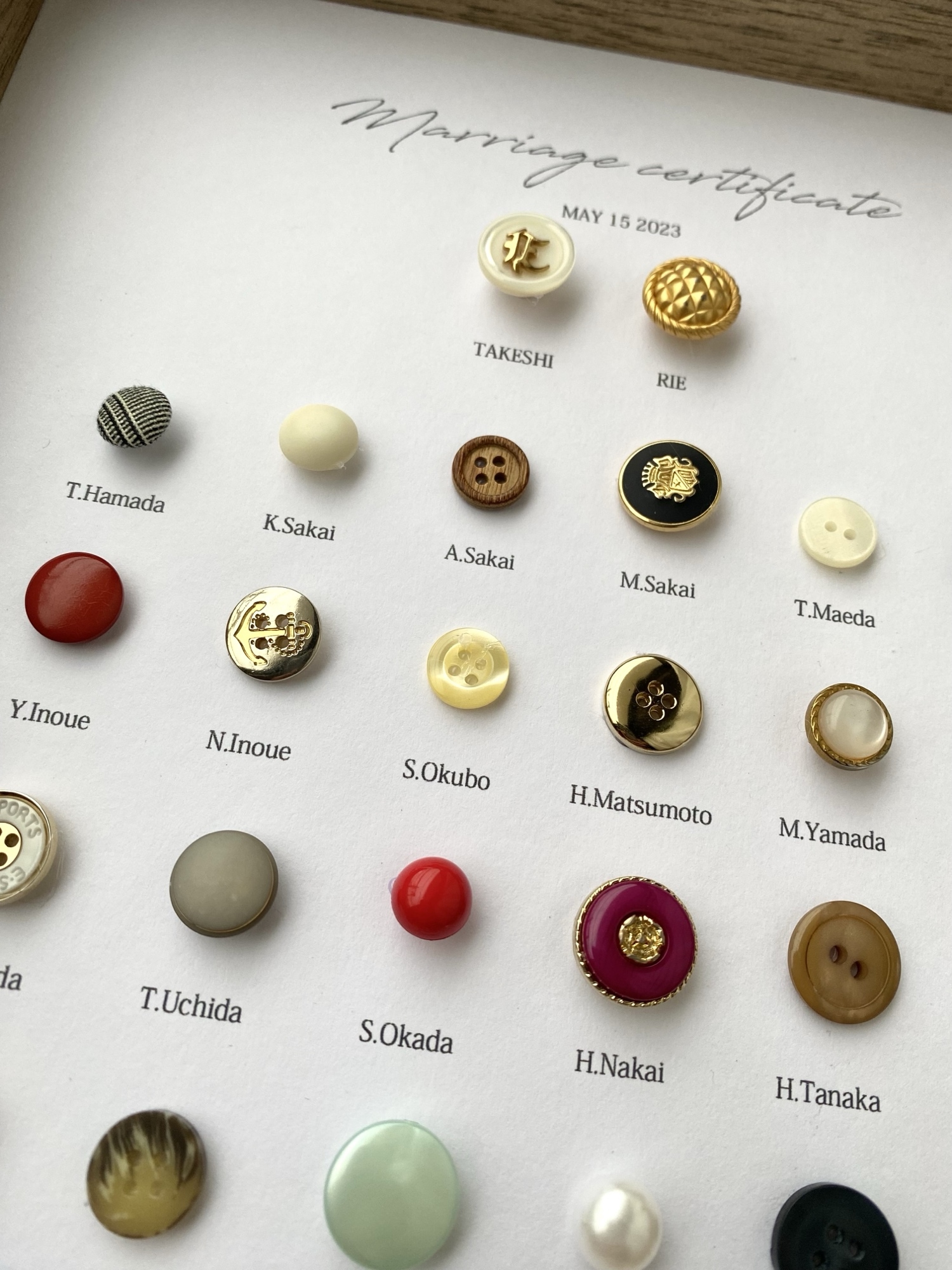 ⭐︎ゲスト参加型 アンティークボタンの結婚証明書⭐︎ - sourire0v0