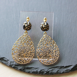 大ぶり 透かし ピアス  / 上品 綺麗め 大人 おとな 大ぶり お呼ばれ ゴージャス ゴールド ブラック 黒 金 大きい おおぶり ピアス イヤリング 