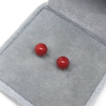  512【赤珊瑚】天然石一粒ピアス＊6mm＊サージカルステンレス