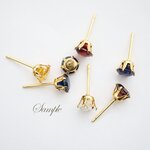 316L サージカルステンレス 6本爪 立て爪 Vカット石座 ピアスパーツ ◎4mm ステンレス無垢 20個