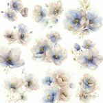 大きめ箔加工フラワーシール Translucen flowers1 <S733>