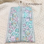 送料無料 再販 インド刺繍リボンの(小さめ)ソフトティッシュカバー マスクケース 壁掛け 綿麻生地       
