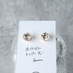 トパーズ ピアス(ホワイト/6㎜)＠サージカルステンレス