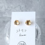 6ミリ シトリンピアス　＠サージカルステンレス