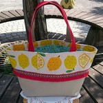 レモンプリントのトートBAG★レッド★