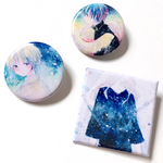 値下げ中!!第3弾 青系イラスト缶バッチ3種セット