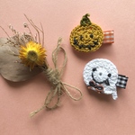 送料無料２つセット♩にこにこハロウィンかぼちゃとおばけのベビーヘアクリップ・ペットアクセサリー  ・ヘアゴム