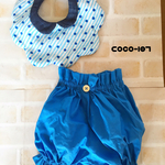 ブルーのかぼちゃパンツとスタイのセット