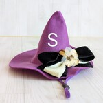 セール品＊完成品＊（S)紫　Wリボン　ハロウィンコスプレ　とんがりハット　三角　帽子