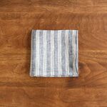 【new】リネンのハンカチ★ネイビー×マルチストライプ　ランチクロスにも　北欧　大判　速乾