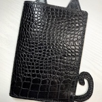 (受注作成)ブックカバー　猫　黒　クロコ型
