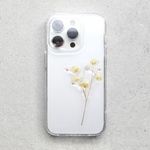 𖡺かすみ草yellowの立体スマホケース𖡺【 耐衝撃ケース 】【 多機種対応 】 iPhone Galaxy Google pixel Xperia Android シンプル クリア　イエロー