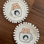 モルモットさん手描きコースター　2枚セット