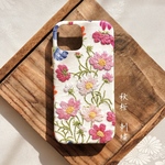 秋桜(コスモス)〜和布刺繍 和柄 iPhone スマホケース【iPhone15現品/その他Androidオーダーご相談ください】