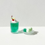 ミニチュアスイーツセット（メロンソーダフロート&マカロンプレート）