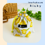◆SALE品◆消臭マナーポーチ☆黄色い花柄　マチ付き巾着タイプ【サイズアップOK】