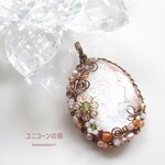 シェルカメオペンダント（ワイヤージュエリー☆ワイヤーアクセサリー☆ワイヤーラッピング天然石ネックレス☆KuthumistyleⓇ☆クツミスタイル）