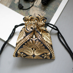 インドブレードミニ巾着ポーチ　刺繍　スパンコール　花柄　白　ダマスク柄　モノトーン　アクセサリーポーチ　小物入れ