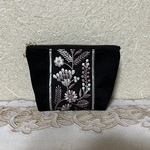 インド刺繍付きマチ付きポーチ
