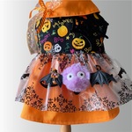 犬服  かわいいハロウィンのワンピース　紫もふもふ　Sサイズ
