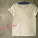 花のレースのポケットTシャツ　Mサイズ