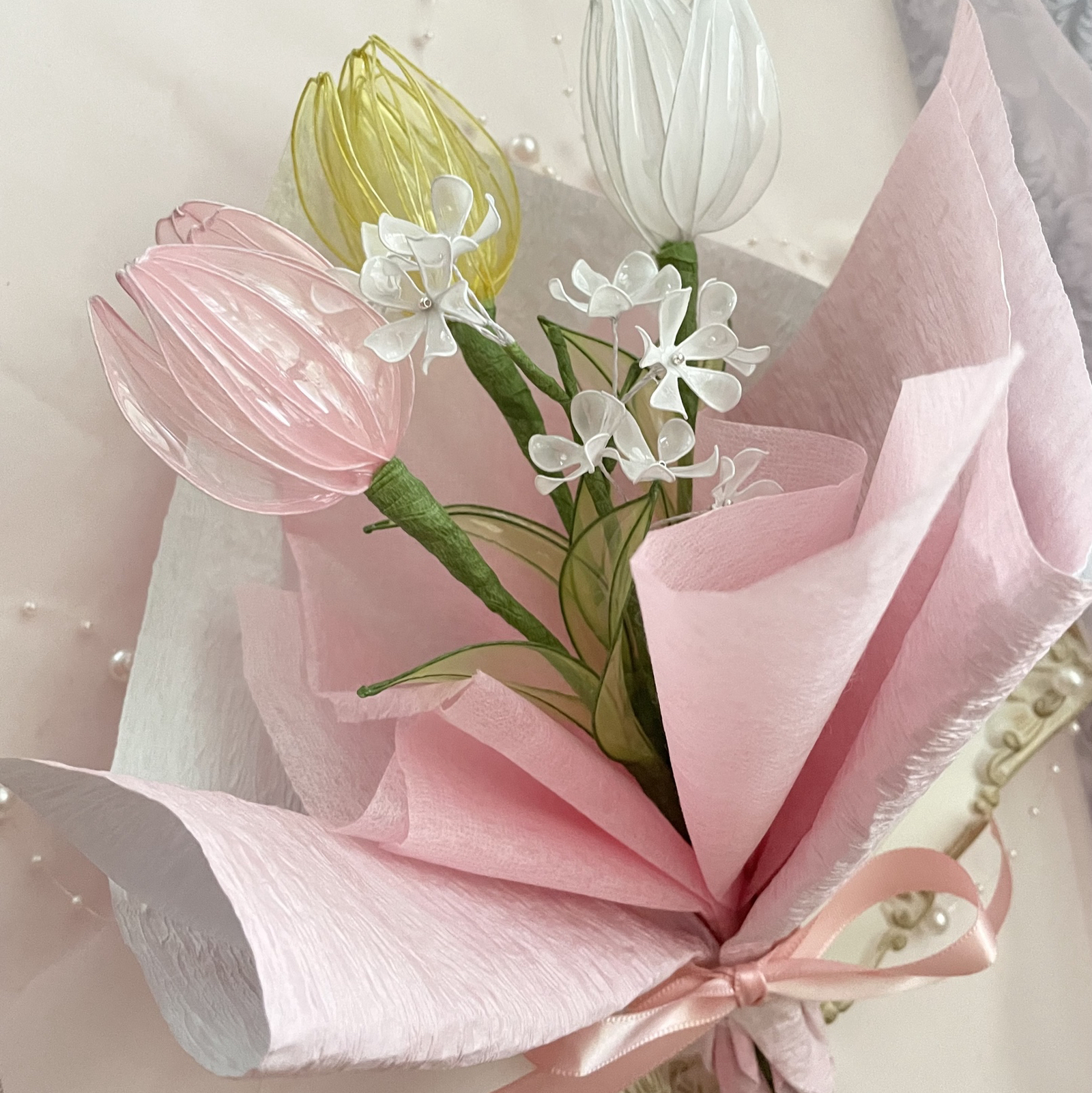 ユリ　チューリップ　菜の花　アメリカンフラワー　ディップフラワー ユリ チューリップ 菜の花 アメリカンフラワー ディップフラワー