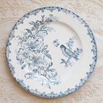 TB0779A フランス　Clairefontaine Leon Graves Bengali　ブルーフラワー　バード　鳥　デザートプレート　A