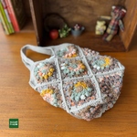 ☆新作☆モチーフバッグ☆手編み☆秋冬バッグ☆アクリル毛糸☆お花のモチーフ☆オレンジ☆ベージュ