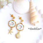 小さな浮き輪と貝ヒトデピアス/イヤリング