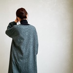 カットジャカードのワンピース。綿麻。【受注製作】